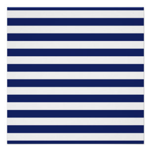 Navy Blue and White Stripe Pattern Poster