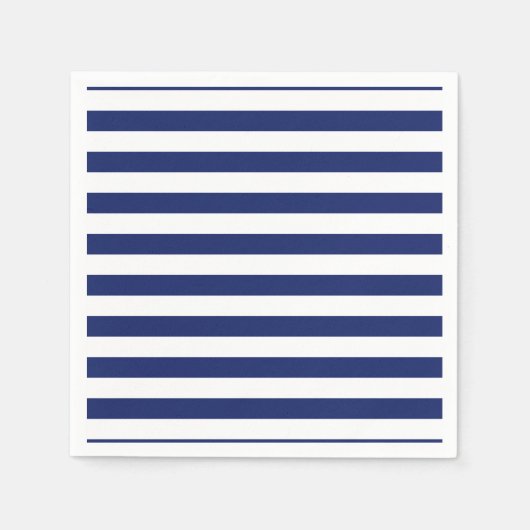 Navy Blue and White Stripe Pattern Serviette (Vorderseite)
