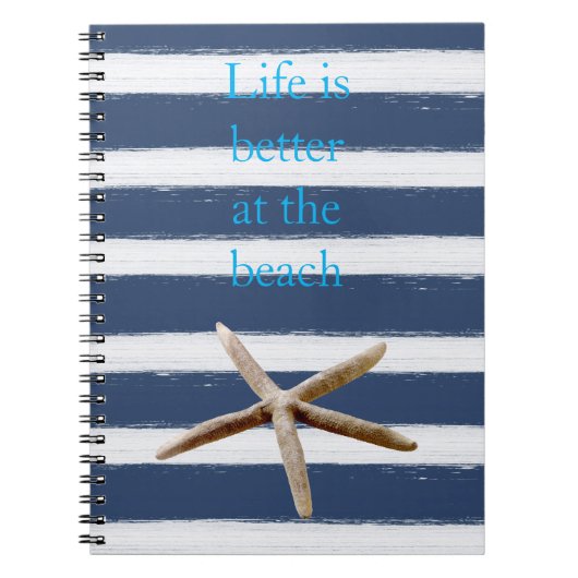 Navy Blue and White Stripes Starfish Notizblock (Vorderseite)