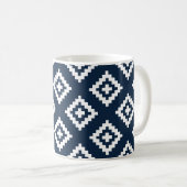 Navy Blue and White, Tribal, Aztec Kaffeetasse (VorderseiteRechts)
