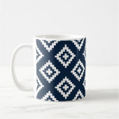 Navy Blue and White, Tribal, Aztec Kaffeetasse (Links)