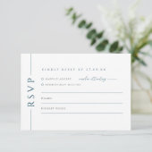 Navy Blue and White Wedding Einladungs-UAWG-Antwor RSVP Karte (Stehend Vorderseite)