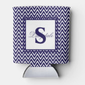Navy Blue and White Zickzack Stripe Dosenkühler (Vorderseite)