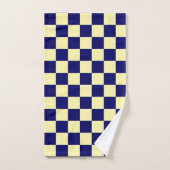 Navy Blue and Yellow Checkerboard Pattern Badhandtuch Set (Handtuch)