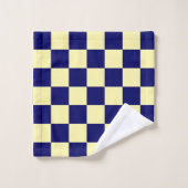 Navy Blue and Yellow Checkerboard Pattern Badhandtuch Set (Waschlappen)