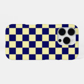 Navy Blue and Yellow Checkerboard Pattern iPhone Hülle (Rückseite (Horizontal))