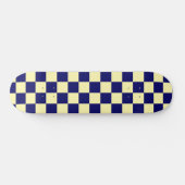 Navy Blue and Yellow Checkerboard Pattern Skateboard (Horizontal)