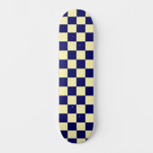 Navy Blue and Yellow Checkerboard Pattern Skateboard (Vorderseite)