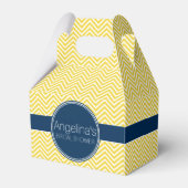 Navy Blue and Yellow Chevrons Brautparty Geschenkschachtel (Vorderseite)