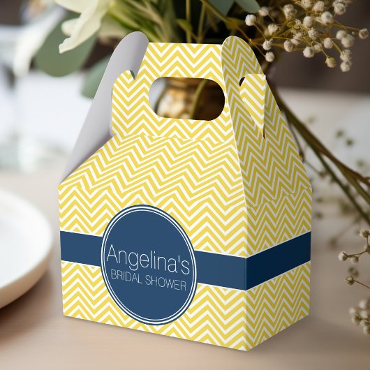 Navy Blue and Yellow Chevrons Brautparty Geschenkschachtel