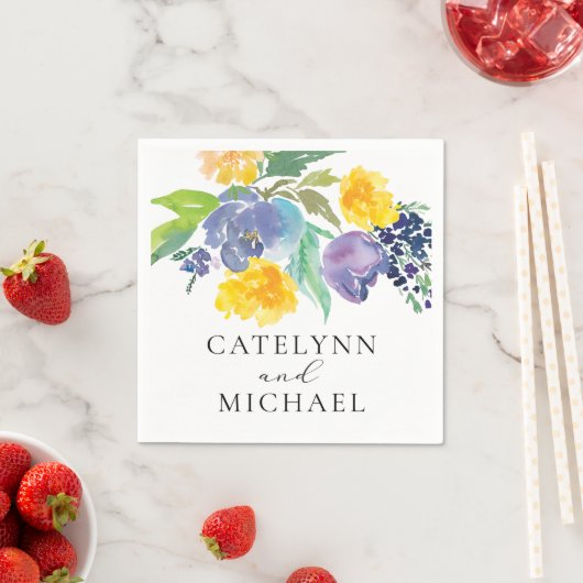 Navy Blue and Yellow Floral Elegant Serviette (Beispiel)