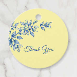 Navy Blue and Yellow Floral Thank You Card Geschenkanhänger