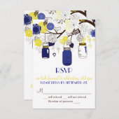 Navy Blue and Yellow Mason Jars UAWG Einladung (Vorne/Hinten)