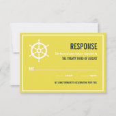 Navy Blue and Yellow Nautical Wedding RSVP Karte (Vorderseite)