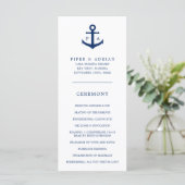 Navy-Blue-Anker-Monogramm Nautische Hochzeit Programm (Stehend Vorderseite)