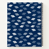Navy Blue Antique Blätter Muster Monogram Notizblock (Rückseite)