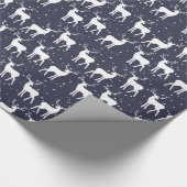 Navy Blue Antler Rentier Weihnachtsmuster Geschenkpapier (Ecke)