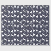 Navy Blue Antler Rentier Weihnachtsmuster Geschenkpapier (Flach)
