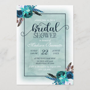 Navy Blue Aqua Aqua Bridal Dusche Einladung