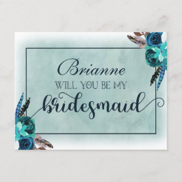 Navy Blue & Aqua Boho werden Sie meine Bridesmaid  Einladung