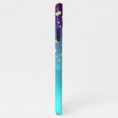 Navy-Blue-Aqua-Glitzer-Monogramm iPhone Hülle (Rechte Seite)