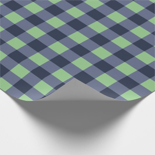 Navy Blue Aquamarin Classic Gingham Karo Kariert Geschenkpapier (Ecke)