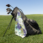 Navy Blue Aquamarin Lemon Yellow Floral Monogram Golfhandtuch (Gras)