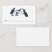 Navy Blue, Aquamarin Peacock Wedding Platzkarte (Vorne/Hinten)