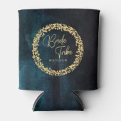 Navy Blue Aquamarin Watercolor Gold Wedding Bride  Dosenkühler (Vorderseite)