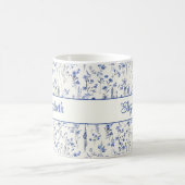 Navy Blue Aquarell-Wildblumen-Script-Name Kaffeetasse (Mittel)