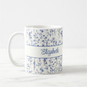 Navy Blue Aquarell-Wildblumen-Script-Name Kaffeetasse (Links)