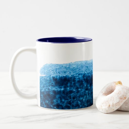 Navy Blue Aquarellscape Zweifarbige Tasse (Mit Donut)