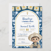 Navy Blue Arch Cielito Lindo Baptism 1st Birthday Einladung (Vorderseite)