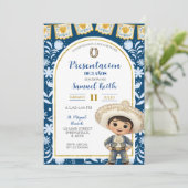 Navy Blue Arch Cielito Lindo Presentacion de 3 ano Einladung (Stehend Vorderseite)