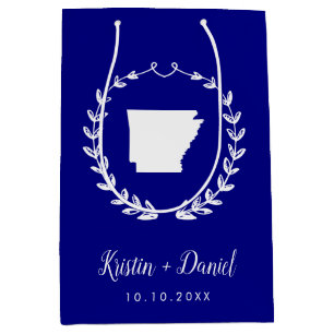 Navy Blue Arkansas Map Wedding Welcome Swag Mittlere Geschenktüte