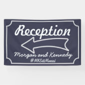 Navy Blue Arrow Links Empfang Wedding Banner (Horizontal)