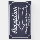 Navy Blue Arrow Links Empfang Wedding Banner (Vertikal)