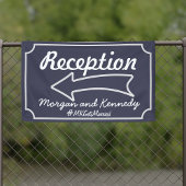 Navy Blue Arrow Links Empfang Wedding Banner
