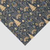 Navy Blue Art Deco Christmas Tree Pattern Seidenpapier (Ausschnitt)