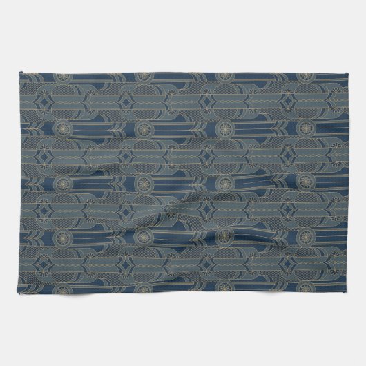 Navy Blue Art Deco Küche Handtuch (Horizontal)