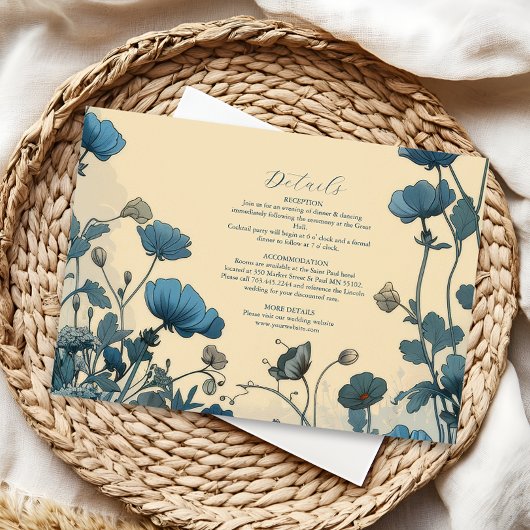 Navy Blue Art Nouveau Wedding Begleitkarte