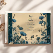 Navy Blue Art Nouveau Wedding Save The Date