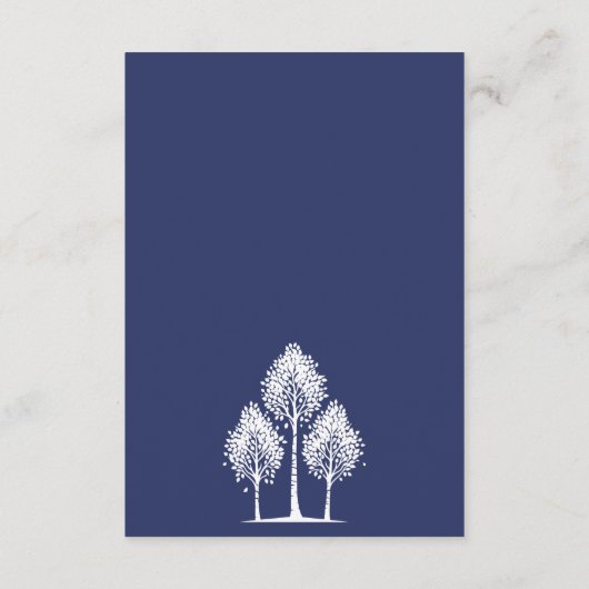 Navy Blue Aspen Tree Wedding Begleitkarte (Rückseite)