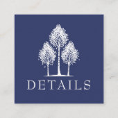 Navy Blue Aspen Tree Wedding QR Begleitkarte (Rückseite)