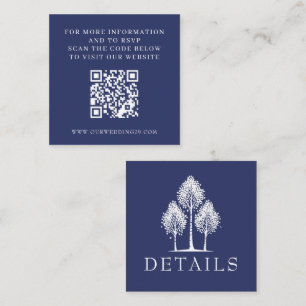 Navy Blue Aspen Tree Wedding QR Begleitkarte