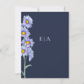 Navy Blue Aster Blume Einladung Hochzeit (Rückseite)