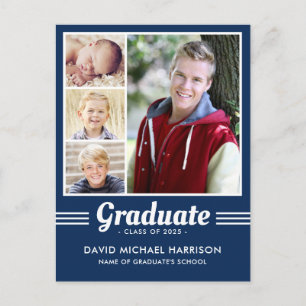 Navy Blue Athlete Multi-Foto-Abschluss Postkarte