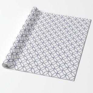 Navy Blue auf White Overlapping Circles Geschenkpapier
