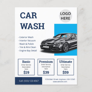 Navy Blue Autowaschdienst Werbeaktion Flyer