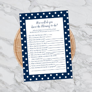 Navy Blue Baby Bow, die Mama Best Duwer Game kennt Einladung